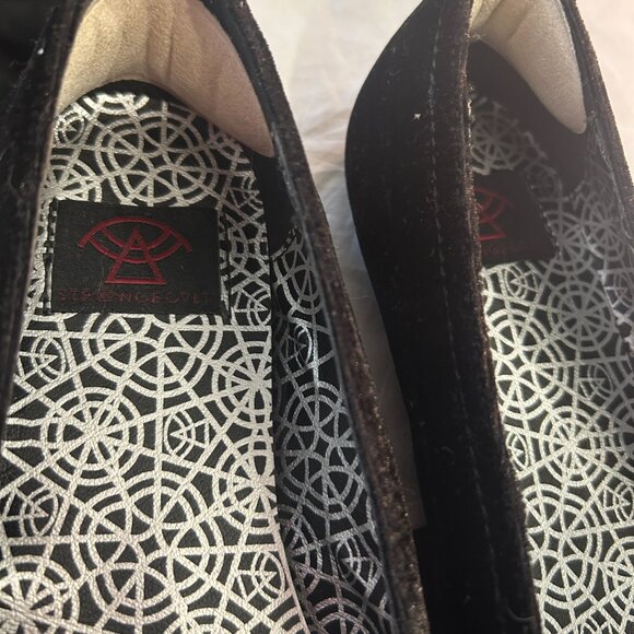 Strangecvlt esoteric black velvet flats goth cycles of the moon design on toe - Picture 5 of 11